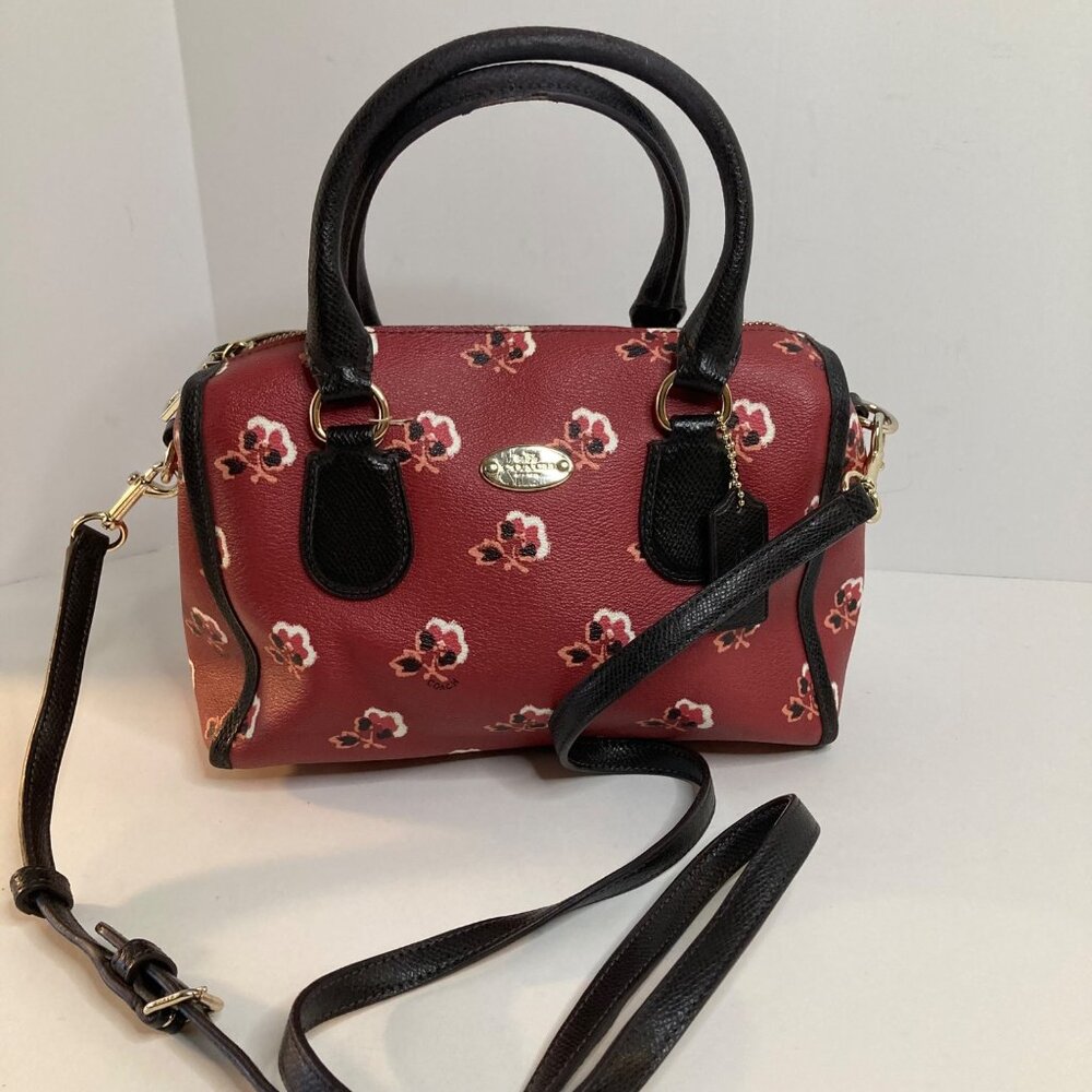 Womens Coach Bramble Rose MIni Bennett Leather Satchel 9.5 x 6.5 x 4.5"